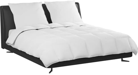 vidaXL Duvet d'hiver avec Oreiller 3 pcs Blanc Plume de Canard, Essentiels de Chambre, Parure de lit rectangulaire en Coton, Duvet Moderne, Couverture d'hiver, Linge de lit Blanc coussiné