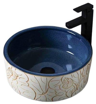 Tocador Lavabo de encimera azul for baño exterior e interior, for el hogar, con accesorios Moderno