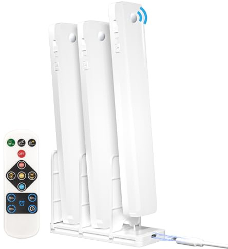 Bonlux Schrankbeleuchtung Led Lampe mit Bewegungsmelder, 22cm Unterbauleuchte Küche Licht Aufladbar mit USB-C Ladestation, 3 Farbtemperaturen, Dimmbar Schranklicht mit Sensor für Treppenlicht,3 Stück