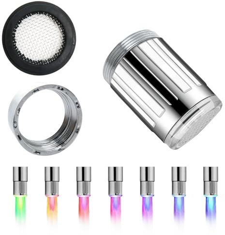 Robinets à LED, 2 pcs robinets à LED 7 couleurs et accessoires de robinetterie à LED colorés, adaptés aux restaurants, salles de bains et cuisines