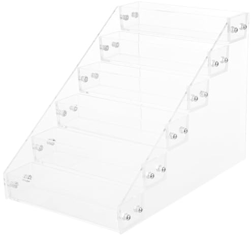 jojofuny Soporte Acrílico para Esmaltes de Uñas Transparente de 6 Niveles Organizador para Salón de Manicura Estante Expositor Multiusos para Pintalabios y Esmaltes