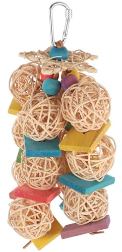 TOGEVAL Large Parrot Chewing Hanging Bird with Colorful Woodchips Sturdy Wear-resistant Swing for Cockatiel Conure Budgie Cage Play