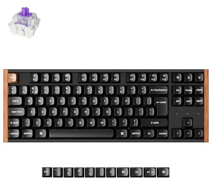 Keychron K8 HE TKL Wireless Mechanical Keyboard, Bluetooth 2.4G Wired, Hot Swappable Hall Effect Magnetic Linear Switch, QMK Aluminum & Wood Frame Rapid Trigger for Mac Windows Linux - Black UK Layout