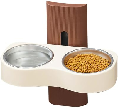 HHRLCH Cats Feeding Watering Bowl Double Dogs with Water Food Height Adjustable Automatic Wall Mounted Dispenser for Small