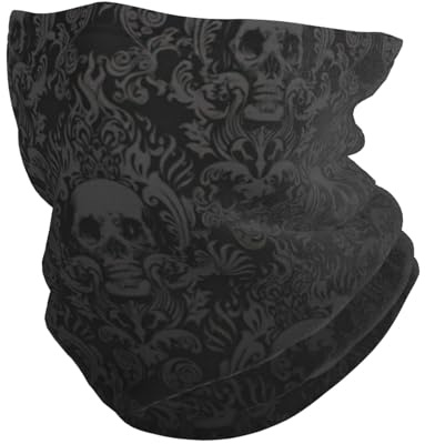 Dexnel Halswärmer, Schal, Motiv: Gothic-Tapete, Totenkopf, multifunktionale Sturmhaube, elastische Gamasche, Gesichtsmaske, Windschutz