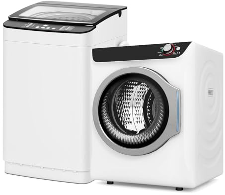 Auertech Portable Washer and Dryer Combo Set, 28 lbs Fully Automatic Washing Machine with Stainless Steel Inner Tub, 2.6 Cu.Ft Portable Dryers, Compact Washer and Dryer for Apartment, RV, Dorm
