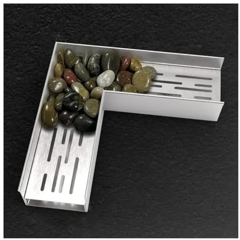 JUCCJUXIN Canale di Scolo Sottile in Acciaio Inossidabile 304 Canale di Scolo con Copertura, Canaletta Scolo Acqua Piovana Canalette di Drenaggio Strette for Patio Esterne(L,H5*W20CM/H1.97*W7.87IN)
