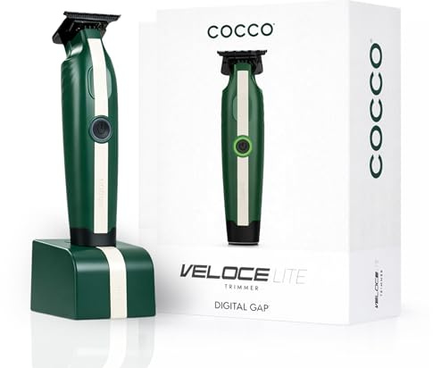 Cocco Veloce Lite Tondeuse à cheveux haute performance, lame numérique DLC | Constant 7000 tr/min, 4 heures d'autonomie, 1,5 heure de charge, verrouillage de voyage, USB-C, coupe-bordures, vert/blanc