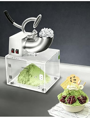 Máquina de hacer conos de hielo eléctrica de 300 W, trituradora de hielo comercial, trituradora de hielo de acero inoxidable con recipiente de almacenamiento acrílico y tubo de drenaje, 48 l