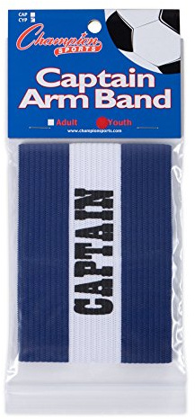 Champion Sports Youth Captain’s Arm Band, Blue - Unisex Woven Elastic Nylon Captain Arm Bands for Soccer, Football, Basketball and More - Premium Team Sports Accessories for Kids
