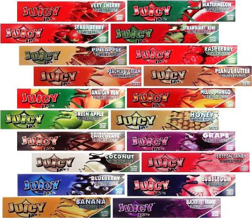 Juicy Jay's Papel saborizado tamaño King en varios sabores, 5 folletos (32 hojas cada uno) vendidos por Trendz (mezcla)