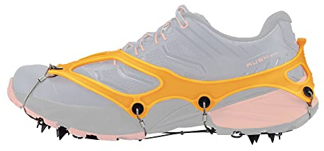 Nortec Trail 2.1 Steigeisen, hergestellt in Italien für Winterrennen auf EIS und Schnee, minimalistische Mikrostollen mit Holster (Orange, L)