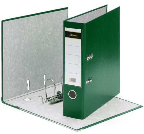 MIDORI Ordner PP-Color aus Kunststoff | 10er Pack Aktenordner 8 cm breit im DIN A4 Format in Breit AO Grün | Breiter Briefordner Ringordner mit austauschbarem Rückenschild