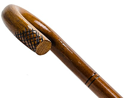 Gehstock für Herren und Damen Bend 89-92 cm - Handgefertigt Hellbraun Wanderstock Holz mit Rutschfestem Gummi