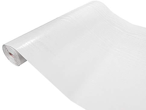 Klebefolie Möbel 45x240 cm | Möbelfolie selbstklebend in Holzoptik | Folie für Möbel zur einfachen Renovierung von Türen, Tischen und Regalen | Klebefolie dekorativ und abwaschbar | Weiß Glänzend