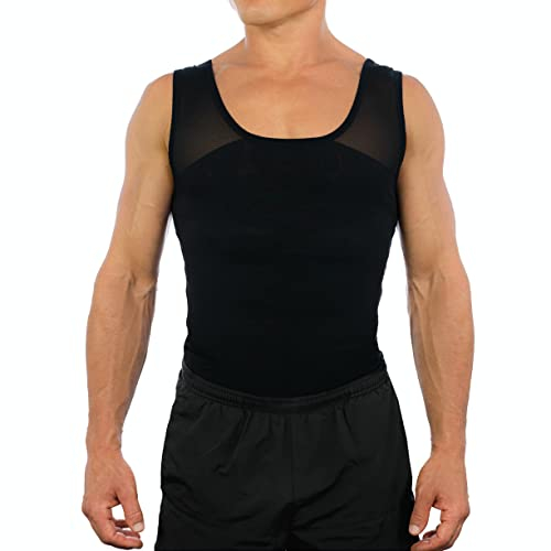 Esteem Apparel Men’s Chest Compression Shirt Slimming Body Shaper Undershirt to Hide Gynecomastia (Black, X-Large)