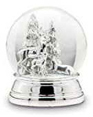 Hermann Bauer jun. Kollektion Schneekugel Rentiere mit Tannenbäumen (12 cm, versilbert, anlaufgeschützt)