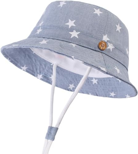 DRESHOW Unisexo Bebé Niña Niño Sombrero de Sol Verano Algodón Ajustable Pescador Gorra Protección de Sol Anti UV Para Exteriores/Natación/Playa/Piscina UPF 50+