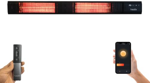 Heatix Smart Golden Shadow Wandheizstrahler 3000W, Infrarot Terrassenheizstrahler mit App-Steuerung & Fernbedienung, 9 Heizstufen, Schwarz, für Terrasse und Balkon
