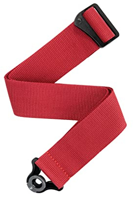 D'Addario Auto Lock Gitarrengurt Polypro Rot | Auto Lock Gitarrengurte sichern vorhandene Gurtpins, lassen sich schnell montieren und bieten festen, bequemen Halt.
