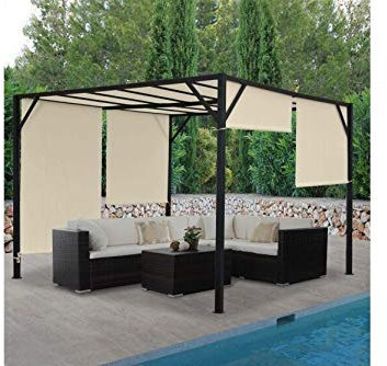 Garten Pavillon Pergola 4x3 m Creme Gartenzelt Partyzelt Terasse Schiebedach
