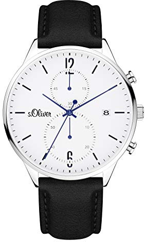 s.Oliver Time Herren Analog Quarz Uhr mit Kunstleder Armband