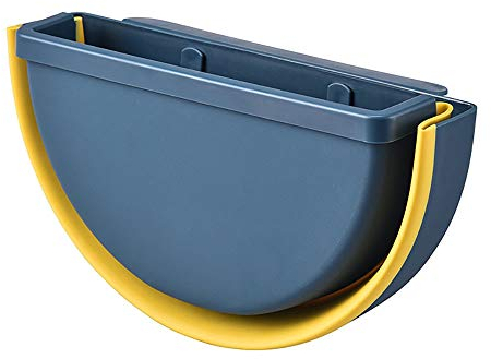 YMZ Corbeille à papier toilette pliable à suspendre pour cuisine, salon, salle de bain, voiture (bleu foncé)
