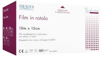 TOUCHMED TATTOO Protection - Film di Poliuretano in Rotolo - cm 15x10 mt - Pellicola Adesiva, Protettiva, Impermeabile e Traspirante - Monouso - Confezione da 1 Pezzo