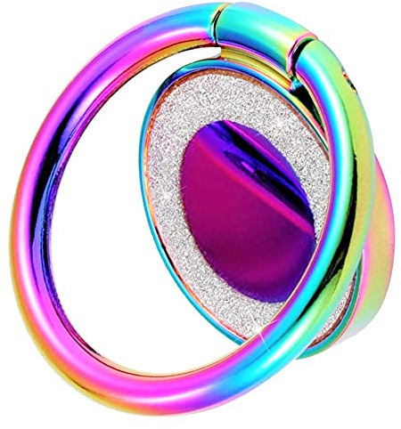 Cell Phone Ring Holder Finger Kickstand Turns 360° Degrees & 180° Degrees Adjustable to Fit Your Needs Helps Stabilize Phone for Selfies iPhone Stand Phone Grip Circle Bling 52014 (Rainbow)