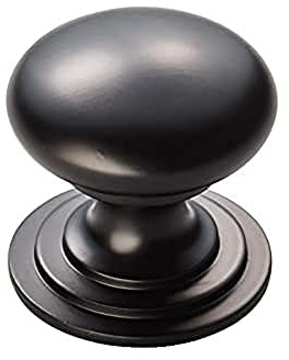 Carlisle Brass Victorian Cabinet Knob 50mm – Solid Brass Kitchen Cupboard Handles with Matt Black Finish - Suitable as Cupboard Handles, Drawer Knobs, Wardrobe & Door Grip