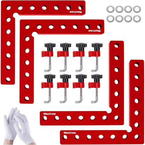 Corner Clamps for Woodworking, WenCrew 4 Pack 90 Degree Right Angle Clamp, 5.5 Aluminum Clamping Squares Woodworking Tools for Cabinets, Drawers, Frames, DIY Projects, Gifts for Men Dad