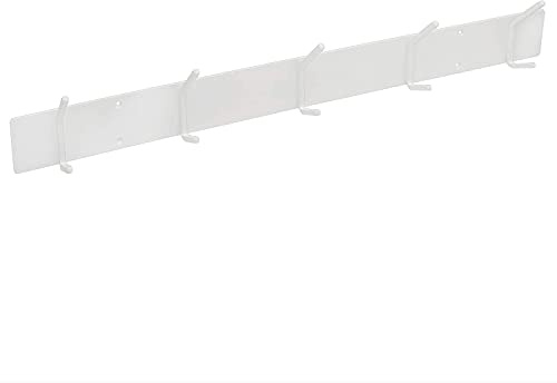 Gorillz Mystiek Large Five Garderobenleiste weiß (5,3 x 75 x 10,4 cm) I Stilvolle Wandgarderobe aus robustem Stahl mit 5 Doppel-Garderobenhaken I Kompakte & platzsparende Garderobenhakenleiste