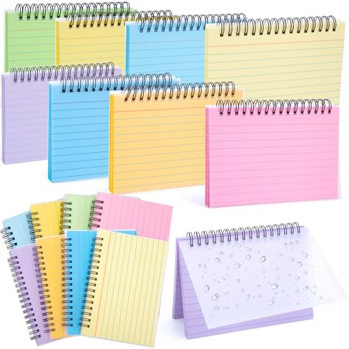 Koogel 400PCS Index Cards, 4x6 Large Index Cards with Key Rings for School, Flashcards Heavy Note Card with Waterproof Covers for Studying Learning College Office Home Supplies, 8 Colors