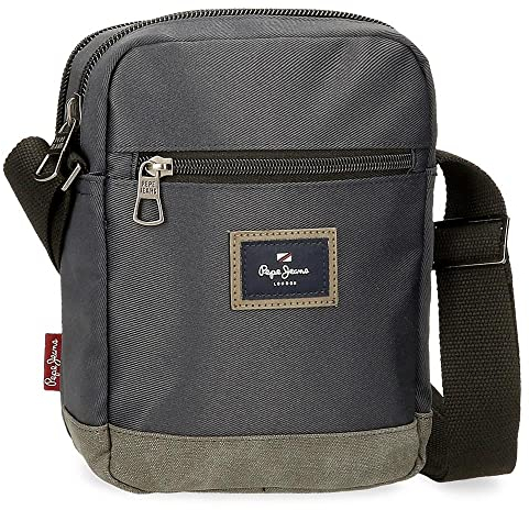 Pepe Jeans Harry Umhängetasche Zwei Fächer Grau 17x22x7,5 cm Polyester mit Details aus Kunstleder