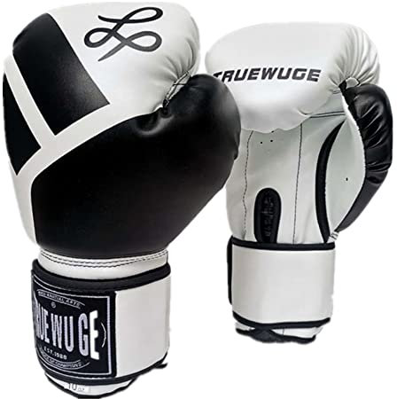 Boxhandschuhe, Trainingshandschuhe für Damen und Herren, Kinder, Leder, Erwachsene, Kampfhandschuhe, Handgelenkschutz, atmungsaktiv, Rosa, 284 g (Weiß, 170 g)