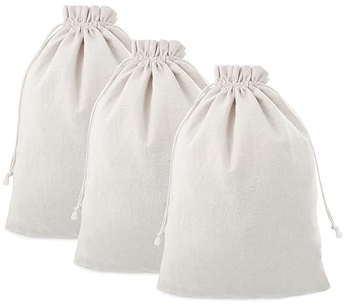 3 Pezzi Borsa per il Pane Ecologica 40 x 30 cm in Lino e Cotone - Sacchetto Portapane Salvafreschezza per la Conservazione
