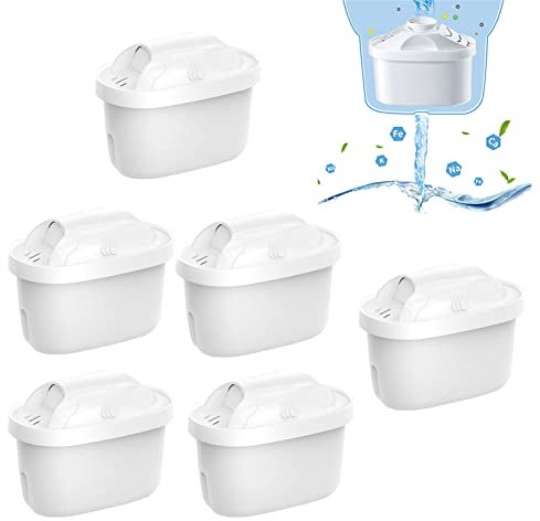 DISPRA 2 Filtro per brocca d'Acqua | Elemento filtrante per brocca d'Acqua,6 filtri a Carbone Attivo per brocche, riducono efficacemente Le impurità, filtri 'Acqua di Ricambio