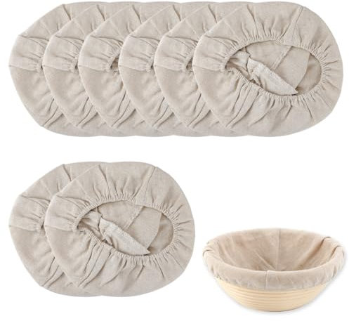 7 Packs 7.8 Inch Round Bread Proofing Basket Cloth Liner Banneton Sourdough Bread Proofing Natural Rattan Baking Dough Basket Cover for Home Baking,Professional Baking Supplies