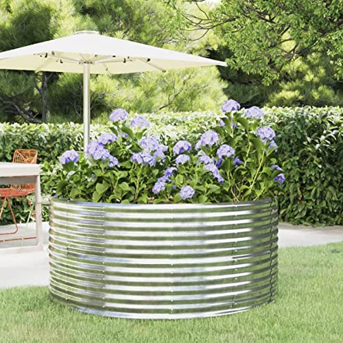 BaraSh Lit surélevé de Jardin Argenté Acier Enduit de Poudre,Bordure Pierre,Kit Gabion,Gabion Jardiniere