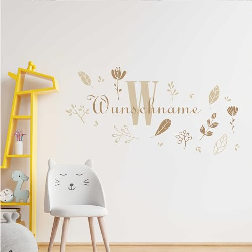 KIWISTAR - Wandtattoo - Sträucher - personalisiert mit Wunschname - Namensaufkleber individuell selber gestalten - Wandsticker mit Name - Wandsticker für Kinderzimmer Babyzimmer Spielzimmer