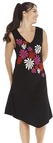 Mamatayoe Vestido Parnassia para Mujer, Negro, sin Mangas, Escote en Pico, con Bordado Floral