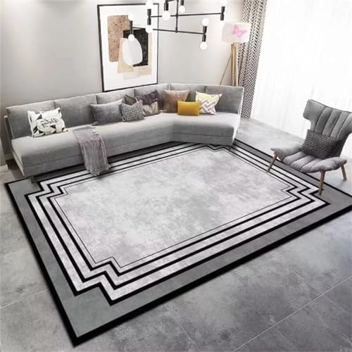 RUGMRZ Outdoor Teppich Wohnzimmer Klassischer Orientteppich Rechteckiger Hellgrauer Waschbarer 40X60Cm Schwarz kleiner