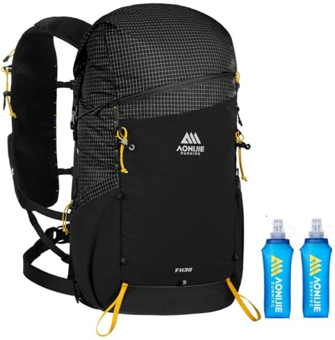AONIJIE 30L große Kapazität Kletterrucksack im Freien Camping Reisetasche mit 2-teiliger 500ml Wasserflasche (schwarz)