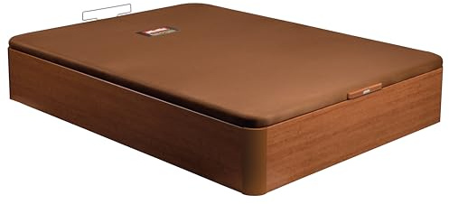 PIKOLIN Canapé Abatible Madera NATURBOX 2.0 | Entrega, Montaje y Retirada de Usado Incluida | 135x190 | Cerezo | Gran Capacidad de Almacenamiento | 36 cm Altura | 4 Esquinas Redondas