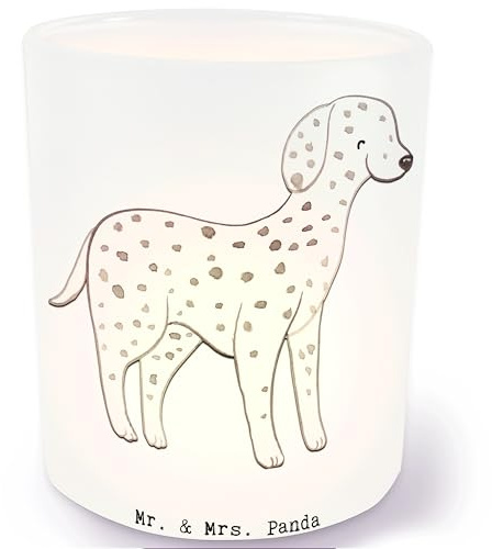 Mr. & Mrs. Panda Kerze Dalmatiner Moment - Geschenk, Tierfreund, Windlicht Dekorieren, Teelichthalter, Hund, Kerzenlicht, Hundebesitzer, Windlicht