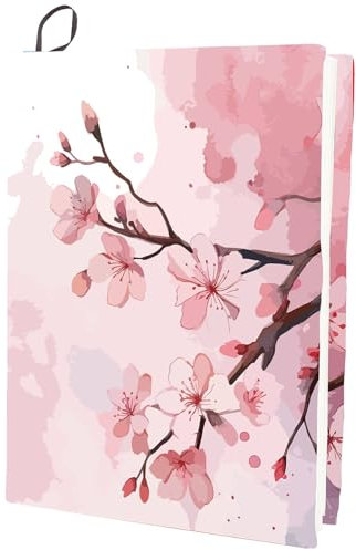 craspire Sakura Dehnbarer Buchumschlag Kirschblütenrosa Blume Waschbarer Wiederverwendbarer Großer Nylon-Buchschutz 9.4x15.7 Zoll Elastische Notizbuchumschläge Geeignet Für Die Meisten Hardcover