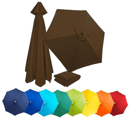 Sonnenschirm Ersatzbezug 3.0m 8 Streben/6 Streben Regenschirm Ersatz Stoff UV-Schutz Garten Sonnenschirm Ersatzteile Terrassenschirm Ersatzabdeckung Ersatz-Baldachin Für Marktschirm Blau/Grau/Rot(Coff