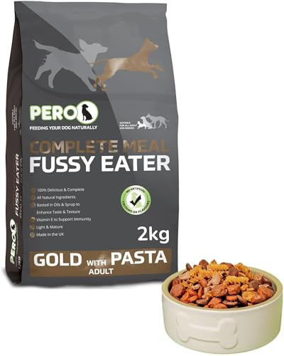Pero Fussy Eater Dog Food – Gold with Pasta – Tasty Complete Dry Dog Food, Meat & Pasta Blend, For Picky Dogs (2kg)