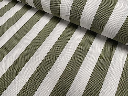 Honeycomb Marine Striped Fabric Home Decor Furnishing Stripe Curtain Upholstery Dressmaking Material 140cm Wide (Khaki Green, 1 Metre)