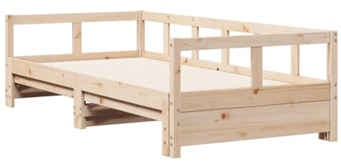 vidaXL Tagesbett, Gästebett mit Lattenrost Beine, Holzbett für Schlafzimmer Wohnzimmer, Bett Ausziehbett, 80x200cm Massivholz Kiefer